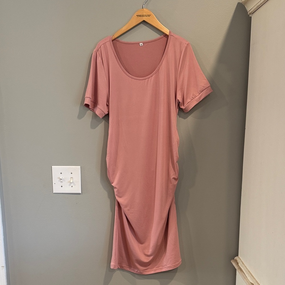 Chic Mauve Short Sleeve Maternity Dress